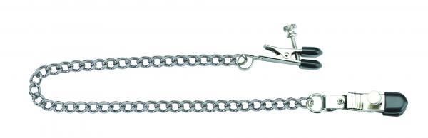 Adjustable Broad Tip Nipple Clamps With Loop And Link Chain Silver